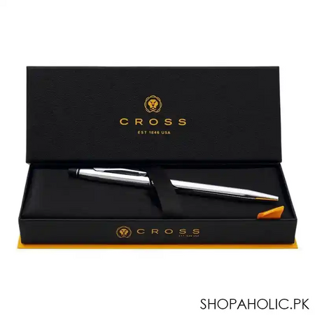 cross click chrome ballpoint pen with chrome appointments, black medium tip, at0622 101 image3