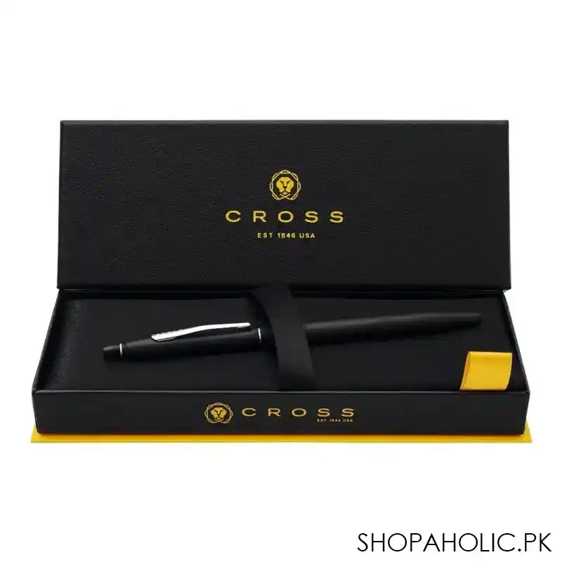 cross click classic matt black ballpoint pen with chrome appointments, black medium tip, at0622 102 image3