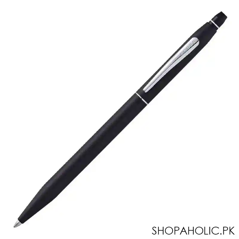 cross click classic matt black ballpoint pen with chrome appointments, black medium tip, at0622 102 main image