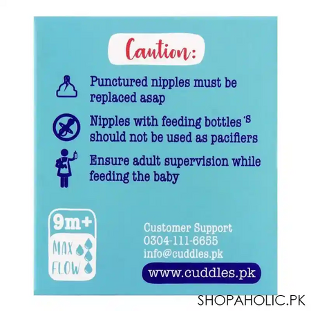 cuddles anti colic silicone nipples, max flow, 9m+, 2 pack image3
