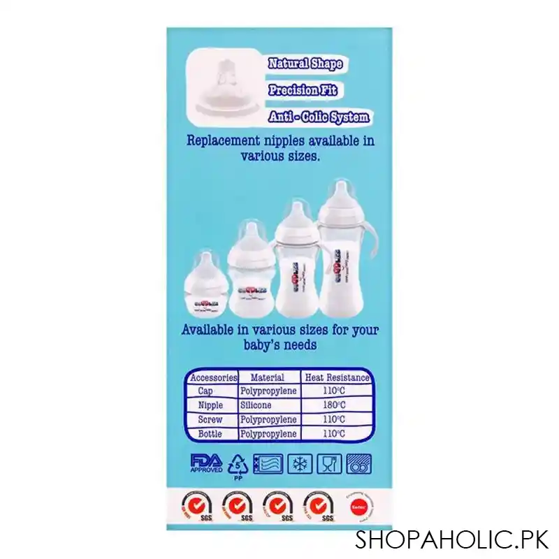 cuddles anti colic ultra light design wide neck feeding bottle, 6m+, medium flow, 260ml image4