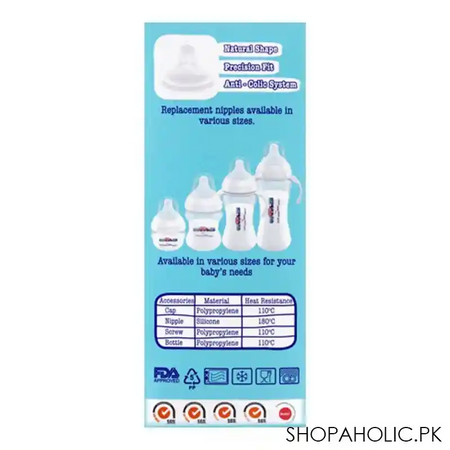 cuddles anti colic ultra light design wide neck feeding bottle, 9m+, max flow, 330ml image4