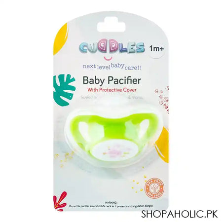 Cuddles Baby Pacifier With Protective Cover, 1 Month+ CBP001/01, Green - Main Image