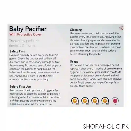 cuddles baby pacifier with protective cover, 1 month+ cbp001/01, pink image3