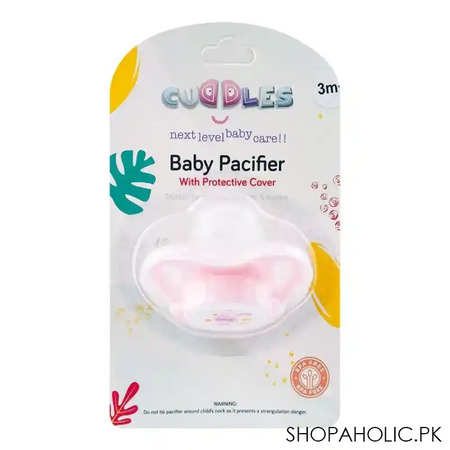 cuddles baby pacifier with protective cover, 1 month+ cbp001/01, pink main image