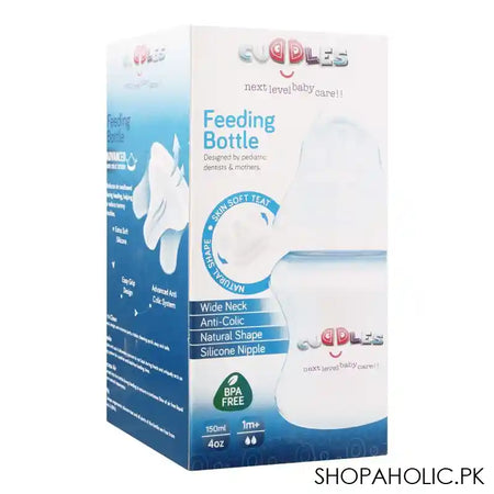 Cuddles Wide Neck Anti-Colic Feeding Bottle, 1m+, Blue, 150ml - Image 5