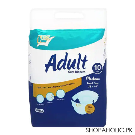 Cure Adult Care Diapers, Medium, 28x44 Inches, 10-Pack - Main Image