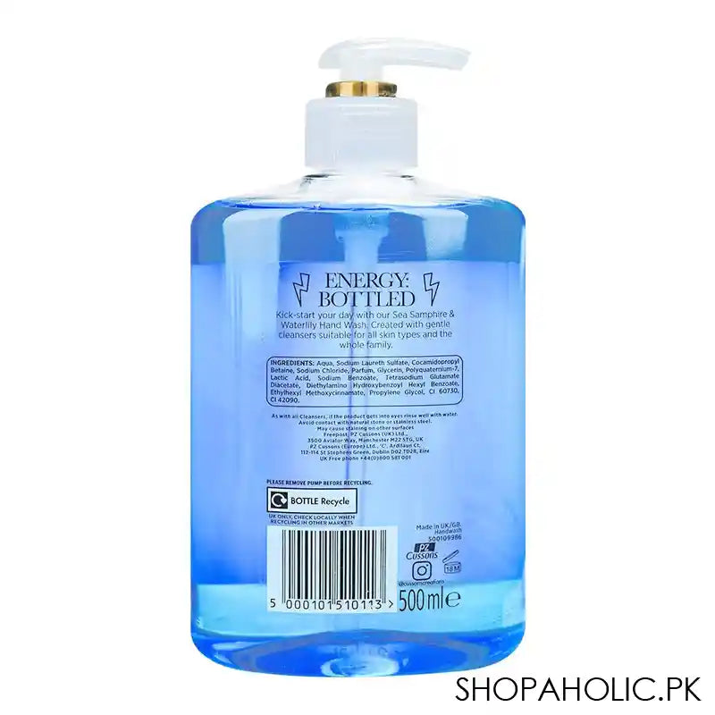 Cussons Creations Energy Bottled Sea Samphire & Water Lily Antibacterial Hand Wash, 500ml - Image 2