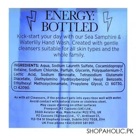 Cussons Creations Energy Bottled Sea Samphire & Water Lily Antibacterial Hand Wash, 500ml - Image 3