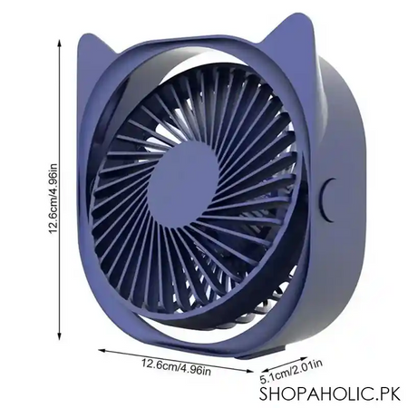 cute cat shaped rotatable 3 speeds adjustable mini portable table usb fan image2