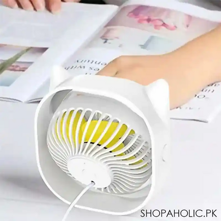 cute cat shaped rotatable 3 speeds adjustable mini portable table usb fan image3