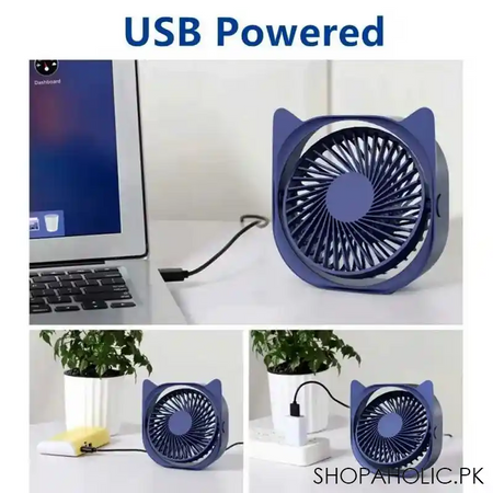 cute cat shaped rotatable 3 speeds adjustable mini portable table usb fan image5