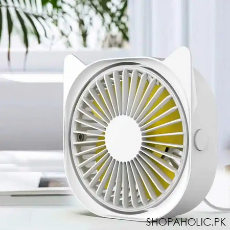 cute cat shaped rotatable 3 speeds adjustable mini portable table usb fan image6