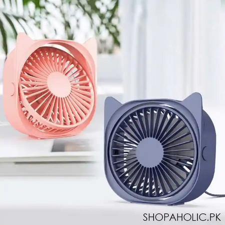 cute cat shaped rotatable 3 speeds adjustable mini portable table usb fan image7