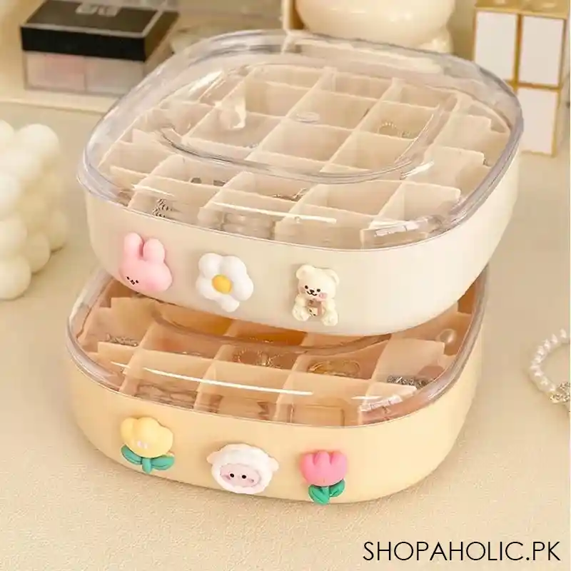 cute double layer mesh jewelry box image5