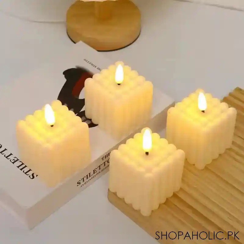 cute led square shaped candle main image