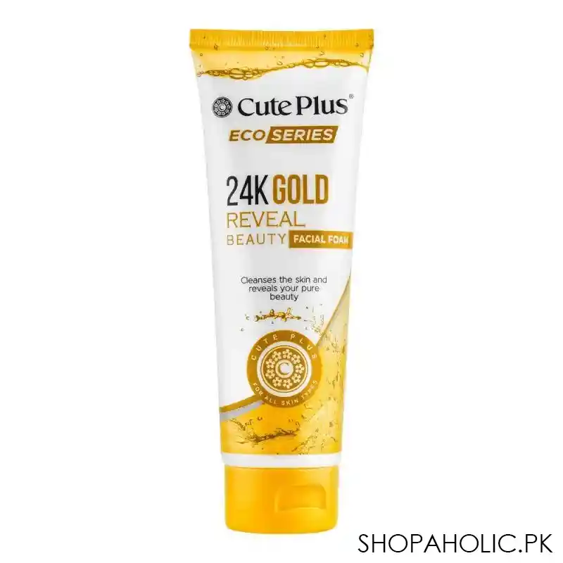 cute plus eco series 24k gold reveal beauty facial foam, for all skin types, 100ml main image