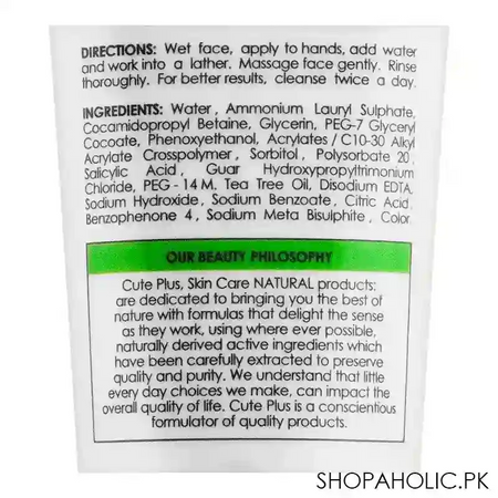 cute plus eco series acne wash clears breakouts oil free, for all skin types, 100ml image3