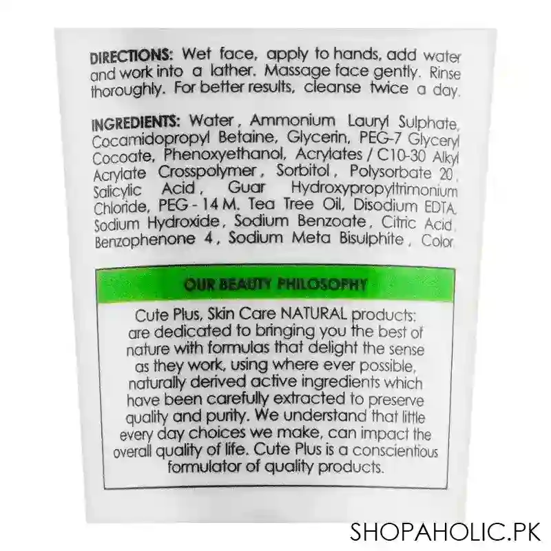 cute plus eco series acne wash clears breakouts oil free, for all skin types, 100ml image3
