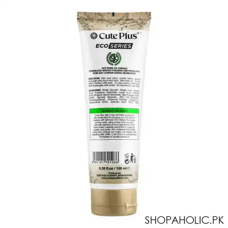 cute plus eco series charcoal spotless fairness facial foam, for all skin types, 100ml image2
