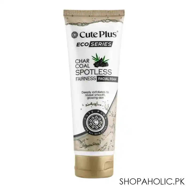 cute plus eco series charcoal spotless fairness facial foam, for all skin types, 100ml main image