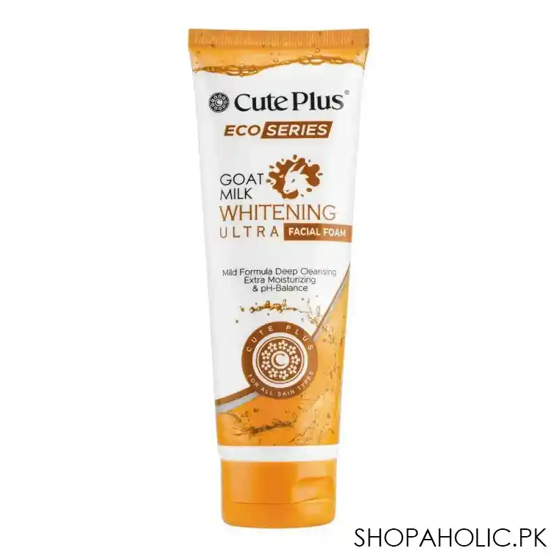 cute plus eco series goat milk whitening ultra facial foam, for all skin types, 100ml main image