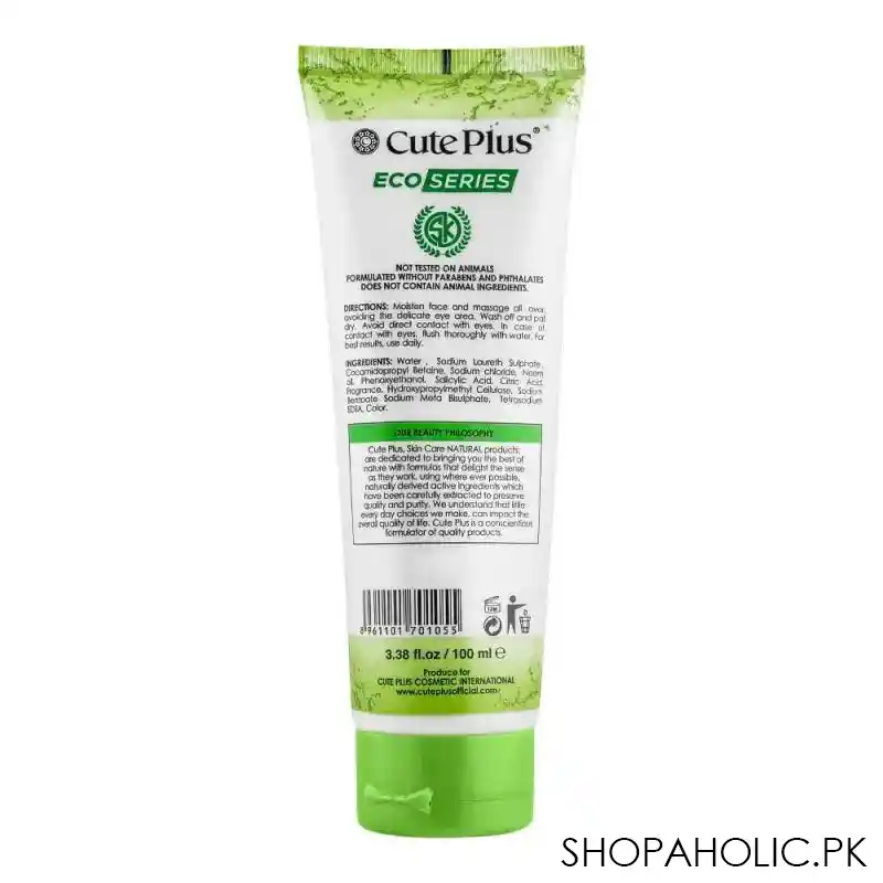 cute plus eco series neem purifying skin facial foam, for all skin types, 100ml image2