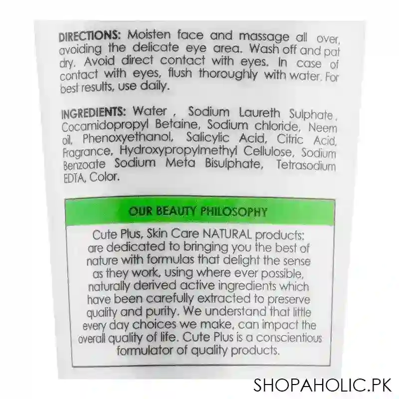 cute plus eco series neem purifying skin facial foam, for all skin types, 100ml image3