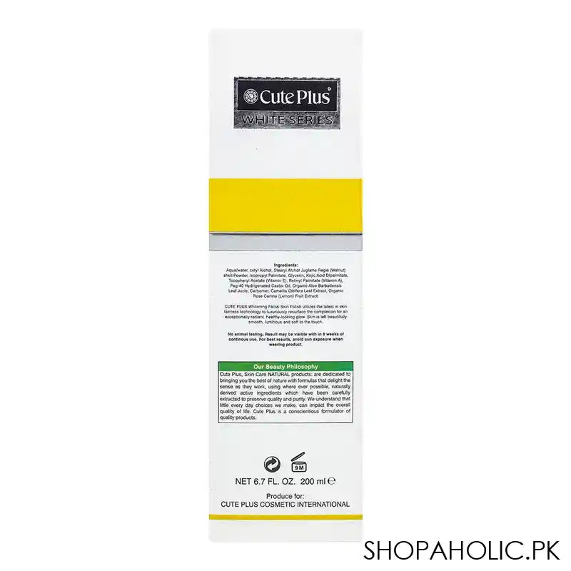 Cute Plus White Series Aloe & lemon Brightening Facial Skin Polish, For All Skin Types, 200ml - Image 2