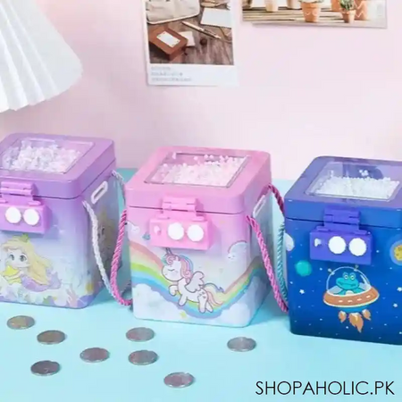 cute tinplate square saving bank image4