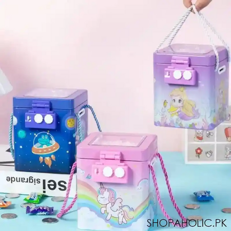 cute tinplate square saving bank image5
