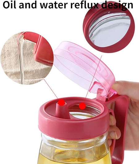 Glass Oil Dispenser 580ml – Auto Flip, Drip-Free Bottle for Kitchen Use image 3