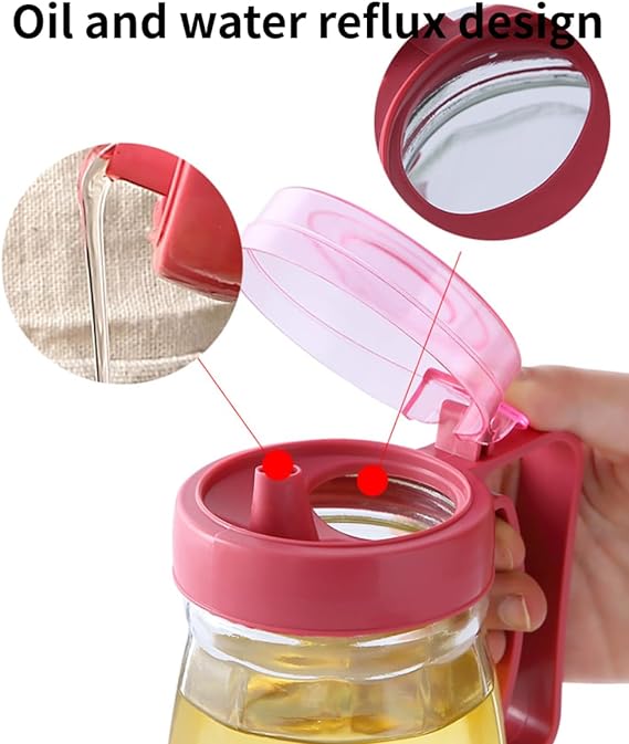 Glass Oil Dispenser 580ml – Auto Flip, Drip-Free Bottle for Kitchen Use image 3