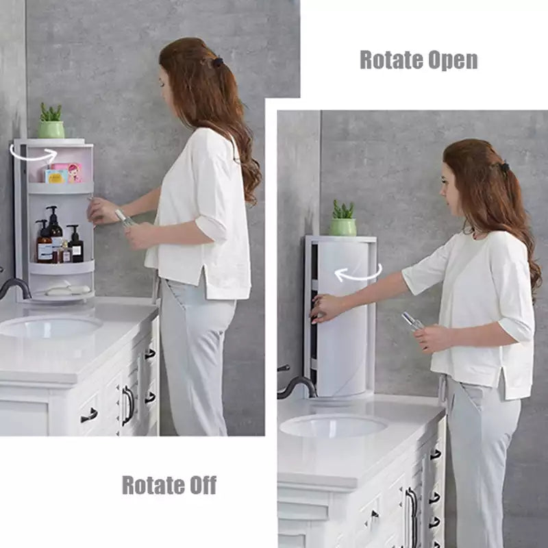 3 Layers 90 Degree Kitchen Bathroom Corner 360 Rotating Privacy Cover Multipurpose Storage Shelf Rack Cabinet / Multipurpose Storage Shelf Rack Cabinet (3 Layers image 6