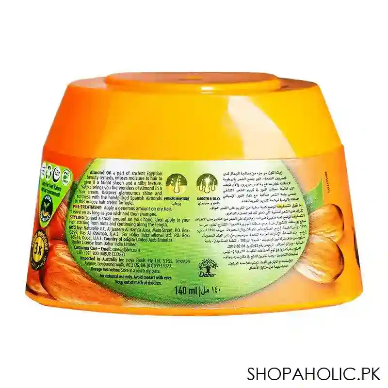 Dabur Vatika Extreme Moisturizing Spanish Almond Styling Hair Cream, For Dry, Frizzy & Coarse Hair, 140ml - Image 2
