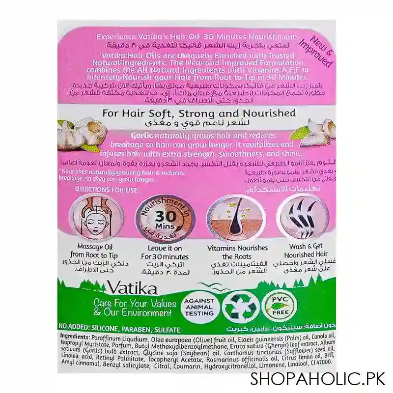 Dabur Vatika Naturals Garlic Natural Hair Growth Enriched Hair Oil, 200ml - Image 3