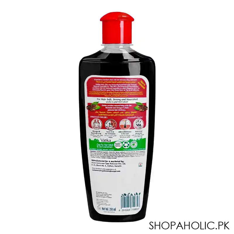 Dabur Vatika Naturals Promotes Thicker Hair Castor Enriched Hair Oil, 200ml - Image 3