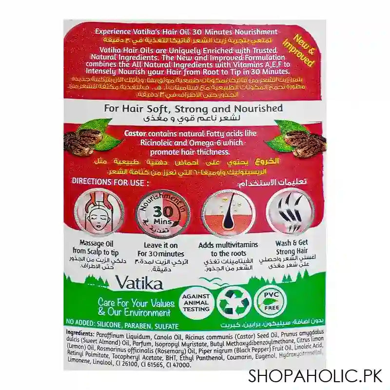 Dabur Vatika Naturals Promotes Thicker Hair Castor Enriched Hair Oil, 200ml - Image 4