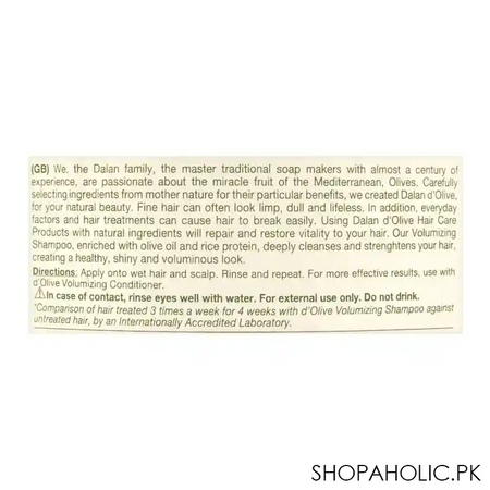 dalan d'olive volumizing olive oil nutrition shampoo, 400ml image3