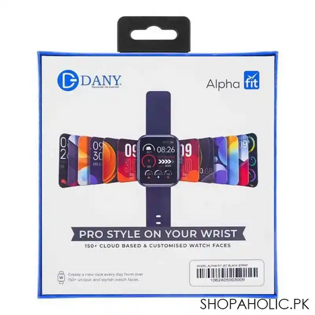 dany men's alpha fit bt calling black strap smart watch, jet black image2