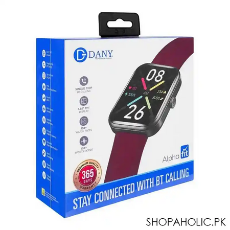 dany men's alpha fit bt calling black strap smart watch, jet black main image