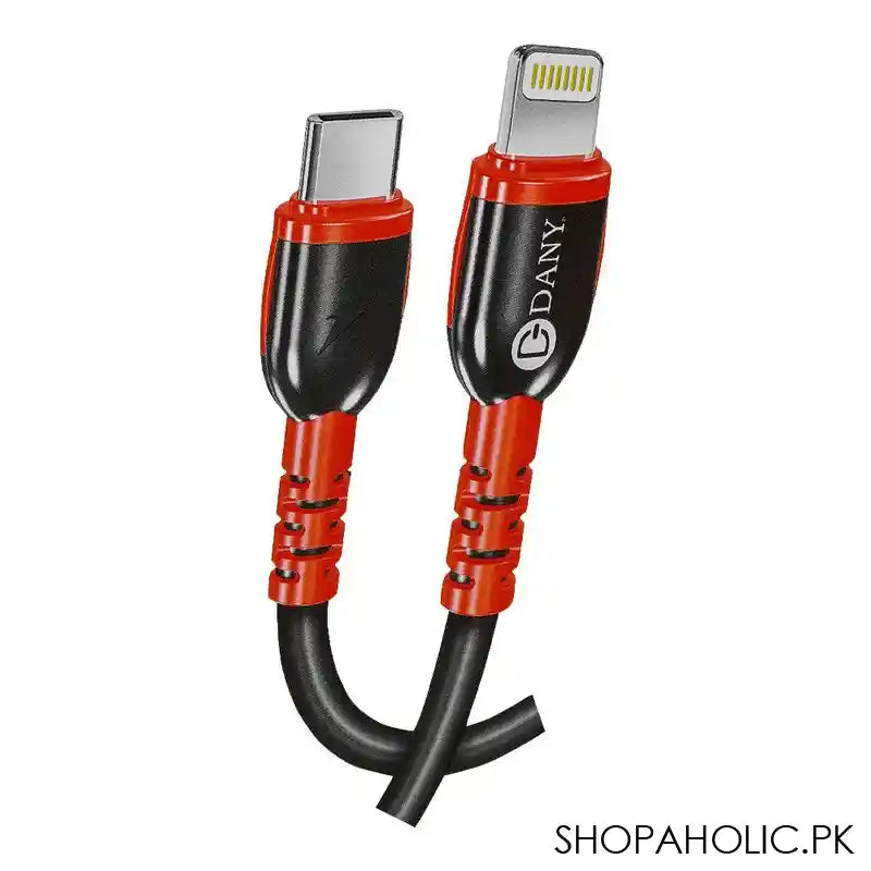Dany Powerline Type-C To Lightning PD Charging & Data Cable, 1000mm Cable, Black, SI-150 - Image 2