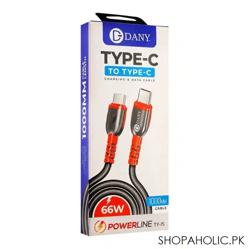 dany powerline type c to type c charging & data cable, ty 15 main image