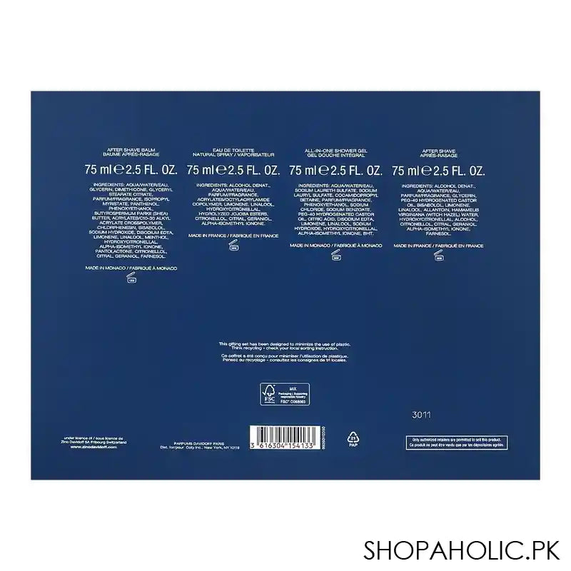 Davidoff Cool Water Gift Set, Eau De Toilette Spray+After Shave Balm+Shower Gel+After Shave, For Men, 4 X 75ml - Image 3