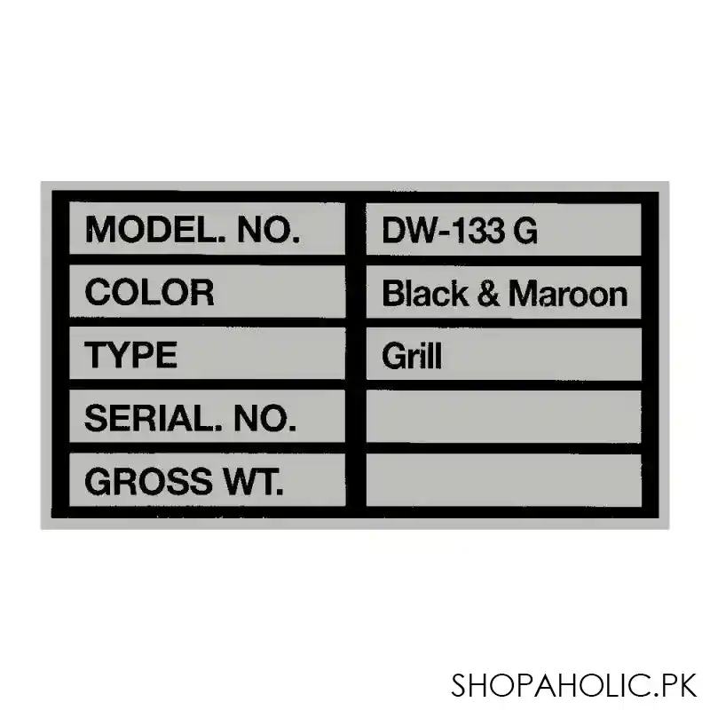 dawlance grill microwave oven, 30 liters, dw 133 g image4