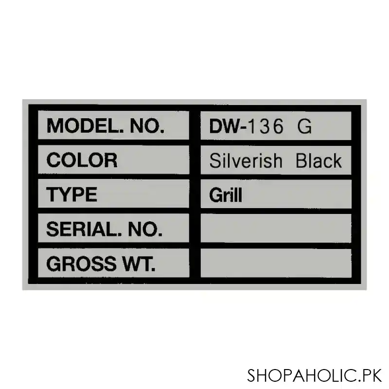 dawlance grill microwave oven, 36 liters, dw 136 g image4