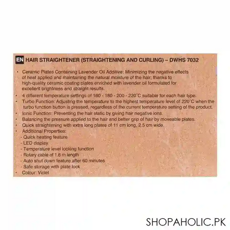dawlance hair straighter, purple, dwhs 7032 image4