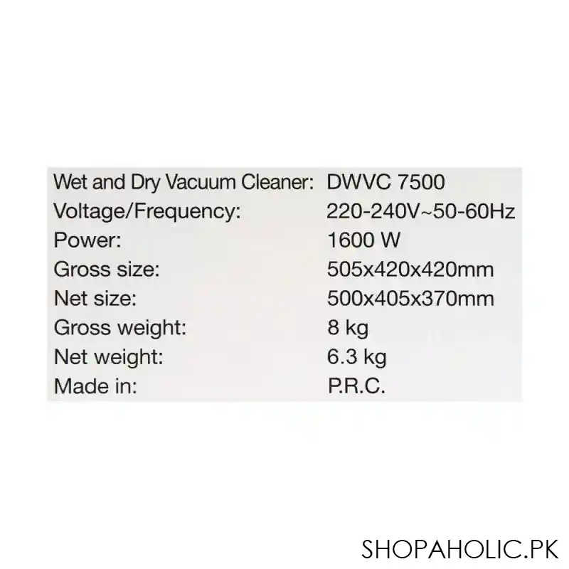 dawlance vacuum cleaner, 1600w, dwvc 7500 image5