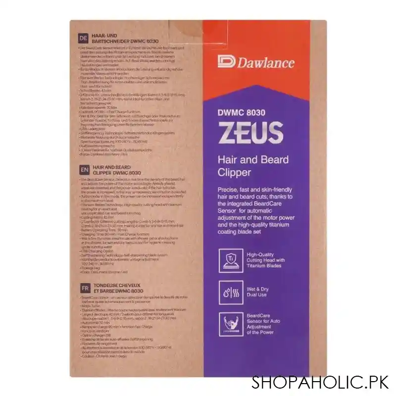 dawlance zeus hair and beard clipper, dwmc 8030 image4
