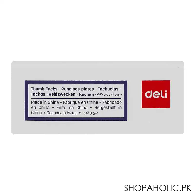 Deli 10mm Sharp Nickel Plated Thumb Tacks Box, 100 Pieces, E0020 - Image 2